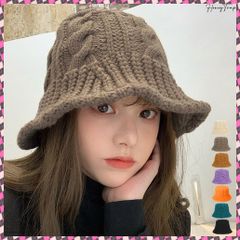 케이블 니트 모자 한국 패션 버킷 모자 레이디스 모자 니트 캡 따뜻한 호박 접는 귀여운 멋쟁이 오스