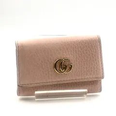 ■良品■GUCCI  グッチ　GGマーモント　6連キーケース　レザー　本革　ピンクベージュ　ゴールド金具　イタリア製　刻印あり　456118・2149 レディース