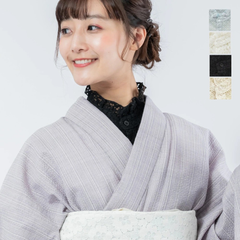 付け襟 レース 七宝 花柄 単品 【全4色 2タイプ】｜着物 インナー 重ね着 ズレ防止 ゴム 付き 和洋折衷 ベージュ 黒 水色 白 レディース wkx567