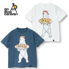新品 メンズ ゴースローキャラバン 半袖 Tシャツ 半袖Tシャツ ティーシャツ go slow caravan 餃子 ギョウザ クマ 熊 くま ユニセックス レディース コットン 白 ホワイト 青 ブルー