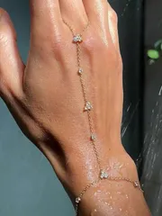 ジュエリー レディース ブレスレット ミトン ボヘミアン調 クリスタル フィンガーリング ブレスレット ハンドチェーン ハーネス ラインストーン ゴールド ハンドジュエリー レディース上品なアクセサリー