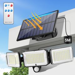 ONEFIRE ソーラーライト 屋外 防水 人感センサー、【分離型 リモコン付き 224LED】 センサーライト 屋外 ソーラー 人感、【3000ルーメン超高輝度 3面発光】 人感センサーライト 屋外、【4つ知能モード】 センサー照明 じんかんせんさー