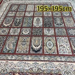 ラグマット　2帖　約 195×195 cm 　じゅうたん　絨毯　ベルギー製　モケット織り　カーペット　（レッド）