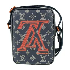 超美品 LOUIS VUITTON ルイ ヴィトン ショルダーバッグ ダヌーブPM アップサイドダウン M43678 ネイビー系  モノグラム・インク キャンバス レザー メンズ ポシェット
