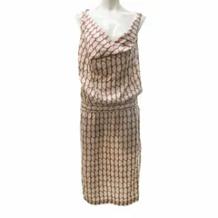 ダイアンフォンファステンバーグ DIANE von FURSTENBERG 美品 ウエストゴム 総柄 シルクワンピース ロング  ピンク系 6 約S IBO61
