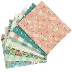 【数量限定】北欧 綿 生地 布セット 手芸用 DIY手作り パッチワーク布 7枚 プリント生地 46×56cm 牡丹 縞柄