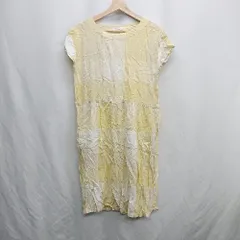 ◇ ⊂ Atelier ブロックチェック 半袖 膝丈 ワンピース サイズM イエロー レディース E  【1410100027538】