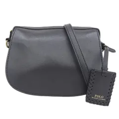 美品 ポロ ラルフローレン POLO RALPH LAUREN 現行タグ サドル レザー ショルダー クロスボディ バッグ 黒 チャーム付 レディース オフィス アウトドア 旅