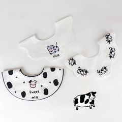 【即納】新品 牛柄刺繍ベビースタイ赤ちゃんよだれかけ 360 韓国ベビー服