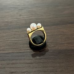 [希少商品]TASAKI 田崎真珠 3Pパール リング K18YG アコヤ バランス イエローゴールド カットアウト
