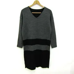 ジユウク ニットワンピース トップス 長袖 Vネック オンワード樫山 レディース 38サイズ グレー×黒 自由区 【中古】