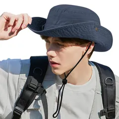 大きいサイズ つば広 バケットハット uvカット帽子 メンズ 日焼け 軽量 通気性 防風 あごひも サファリハット 2WAY 紫外線対策 折りたたみ 帽子 男女兼用 [Croogo] おしゃれ 釣り 登山 ハイキング 帽子