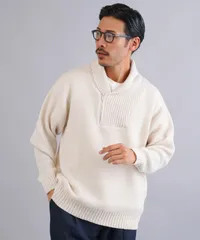 新品 未使用 JIGGYS SHOP(ジギーズショップ)ショールハーフジップ畦ニットセーター 217537 アイボリーのサムネイル