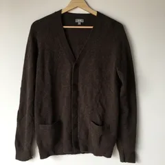 ユニクロ プレミアムラムVネックカーディガン メンズ L ダークブラウン 2731202510140036
