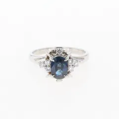 ポケットいっぱい Pt900サファイアダイヤモンドリング0.30ct0.32ct