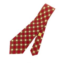 CHANEL シャネル ネクタイ  チェーンココマーク×花柄   シルク100％ レッド メンズ / 240001165902