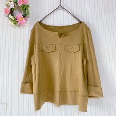 49-36 ー大特価ー 美品★ 【エスピエ】 ESPIE レディース トップス シャツ カットソー (S) ブラウン ストレッチ 7分袖