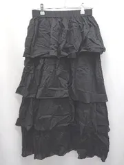 ◇ ⊂ ◎ LOWRYS FARM ローリーズファーム ロング丈 ティアード スカート サイズF ブラック レディース E  【1411070015518】