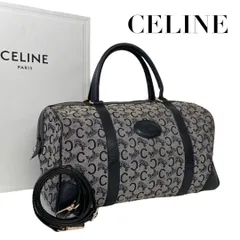 【価格交渉/質問大歓迎♪】希少　セリーヌ Cマカダム ミニボストン 2way 馬車 キャンバス ネイビー　4473h