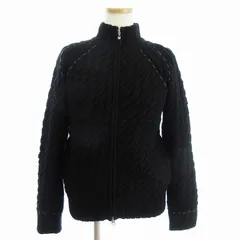 ジャンフランコフェレ ゴルフ GIANFRANCO FERRE GOLF ニットジャケット ブルゾン ジップアップ スタンドカラー ウール 黒 ブラック 42