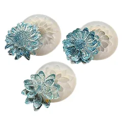 【Ever garden】 花 3個セット レジン シリコンモールド ネックレス アクセサリー パーツ 作成 UVレジン エポキシ樹脂 樹脂粘土 オルゴナイト 型 抜き型 キット 道具 1