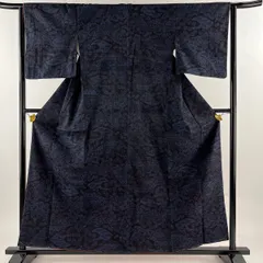 大阪高裁結城紬 美品 逸品 証紙 扇面 有職文様 灰緑 袷 身丈161cm 裄丈66cm M 正絹 ☆☆☆☆☆ 結城紬