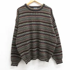XL/古着 ジャンセン 長袖 セーター メンズ 大きいサイズ クルーネック ベージュ他 カーキ 25mar10 中古 ニット トップスのサムネイル