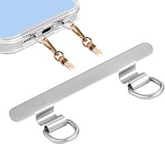 COCASES 0.2mm Ultra-Thin Double Ring Strap Holder (1 Piece) for Smartphone Straps, Metal Strap Holes, Strap Patch, Smartphone Shoulder Strap, Tag Patch, Loss, Drop, and Theft Prevention, Silver (Silver - 1 Piece, Type-D Metal)