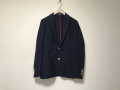 本物ロイヤルヘムROYALHEMウールジャケット長袖サーフアメカジミリタリースケーターストリートビジネススーツパーティードレスゴルフメンズ紺ネイビー46Mイタリア製