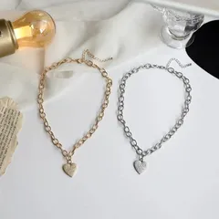 韓国　チェーンチョーカー　ハート　ネックレス