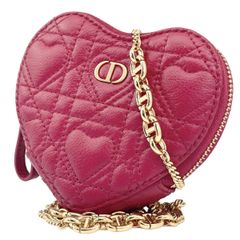 【中古】 Christian Dior クリスチャン・ディオール S5097UNID CARO カロ チェーンハートポーチ レッド 2way チェーン付属 24013140 MK