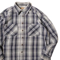 90's JCペニー セントジョンズベイ チェック コットン ヘビーネル シャツ (XL) 紺×灰 フランネルシャツ 90年代 旧タグ オールド ストア系 アメリカ古着 USED ビンテージ ヴィンテージ