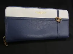 ■美品■ Samantha Thavasa サマンサタバサ レザー ラウンドファスナー 長財布 ウォレット 札入れ 小銭入れ ブルー系×アイボリー系 DJ3056