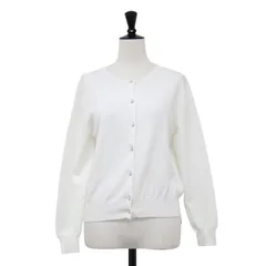 Apuweiser-riche アプワイザーリッシェ カーディガン ホワイト 白 サイズ:2(M) | パールボタン ロングスリーブ カーディガン / ニット | クルーネック コンパクトシルエット | トップス セーター【レディース】【中古】