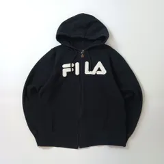 【最終値下げ SALE】FILA フィラ フルジップパーカー ビッグロゴ 裏起毛 ブラック M　B202507