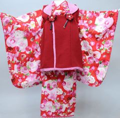 Chubby gang 七五三 着物セット 赤 ドット柄　3歳 Chubby gang 七五三 着物セット 赤 ドット柄 3歳 - メルカリ