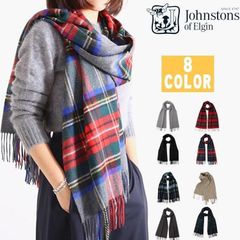 新品未使用 在庫処分 JOHNSTONS OF ELGIN ジョンストンズ カシミア マフラー大判ストール メンズ レディース　チェック 70ｘ190cm カシミヤ 100％クリスマス