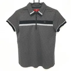 ★特価★【美品】キャロウェイ レッドレーベル 半袖ポロシャツ グレー 総柄 ハーフジップ レディース L ゴルフウェア Callaway