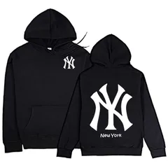 野球 NYヤンキースフーディー メンズ  ゆったり 大サイズ パーカースウェット ストリートファッション ブラック