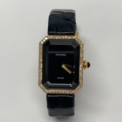 【中古】シャネル CHANELプルミエール ベゼルダイヤモンド 腕時計 K18イエローゴールド/クロコダイル