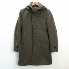 y■ナノユニバース/NANO UNIVERSE フーディー ウールコート■カーキ【メンズS】MENS/47【中古】