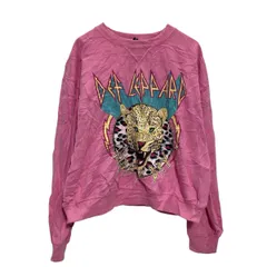H&M DEFLEPPARD プリントスウェット トレーナー S ピンク デフレパード 裏起毛 古着卸 アメリカ仕入 a703-5484