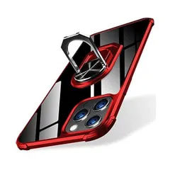 iphone12 pro max ケース クリア 耐衝撃 薄型 全面保護 透明 PC クリア 米軍MIL規格 (赤 iphone 12 )