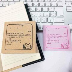 【 電話伝言メモ 】ふせん用ハンコ　大 No.4　猫