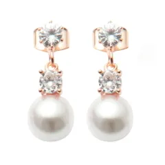 【8mm：ピンクゴールド×ピアス】[Cream dot. クリームドット公式] ピアス レディース キュービックジルコニア ビジュー パール 8mm 10mm 12mm 大人 上品 エレガント 結婚式 パーティー 二次会  