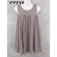 ◇ one after another NICE CLAUP バックジップ ノースリーブ 膝丈 ワンピース ブラウン ホワイト レディース 【中古】 【1101280001653】