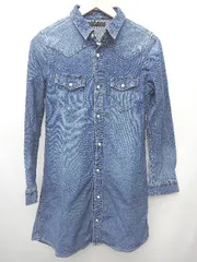 ◇ SOMETHING サムシング EDWIN 2way シンプル デニム 長袖 ミニ ワンピース サイズM ブルー レディース P  【1406110028818】