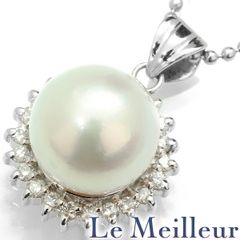 真珠 ダイヤモンド 0.25ct プラチナ Pt900 パールペンダント 中古 プレラブド 返品OK