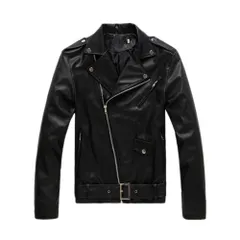 Size:L_Color:ブラック Fashion maker(F&M)レザージャケット メンズ PUレザー ジャケット ライダースジャケット 長袖ジャケット フェイクレザー アウター コート 大きサイズ シンプル (L, ブラック)