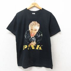 L/古着 半袖 ビンテージ ロック バンド Tシャツ メンズ 00s PINK コットン クルーネック 黒 ブラック 25jun20 中古
